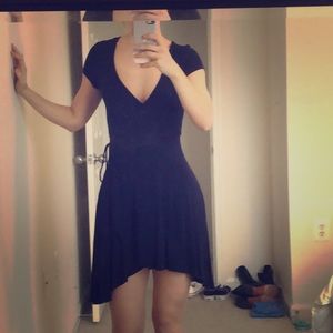 Navy blue dress. Sort like wrap dress